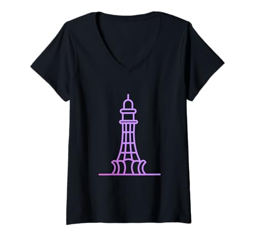 Damen Minar Pakistan Minar und Lahore Punjab T-Shirt mit V-Ausschnitt Damen Minar Pakistan Minar und Lahore Punjab T-Shirt mit V-Ausschnitt von Clever Witty Pakistan Designs