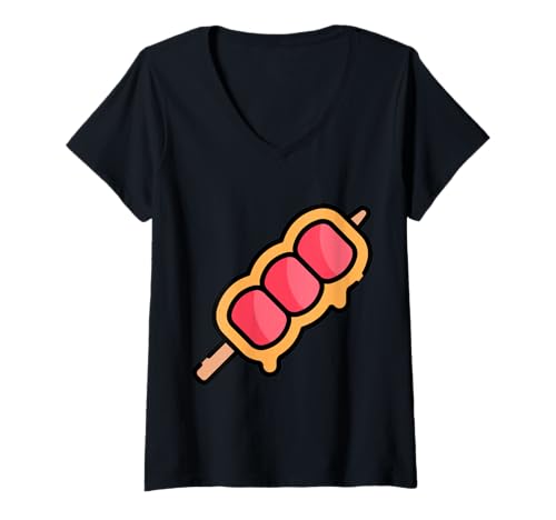 Damen Wirklich wie Tanghulu Hawthorn Berry T-Shirt mit V-Ausschnitt von Clever Witty Tanghulu Designs