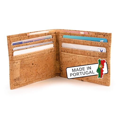 Cleverbrand Portemonnaie aus Kork, handgefertigt in Portugal, mit Mehreren Fächern für Karten und Geldscheine von Cleverbrand