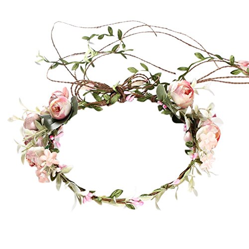 Clevoers Blumenkranz Blumenkrone Blumenkränze Blumenstirnband Blumen Stirnband Hochzeit Haarkranz Krone - Frauen Mädchen Blumenkranz Haare für Hochzeit Party von Clevoers