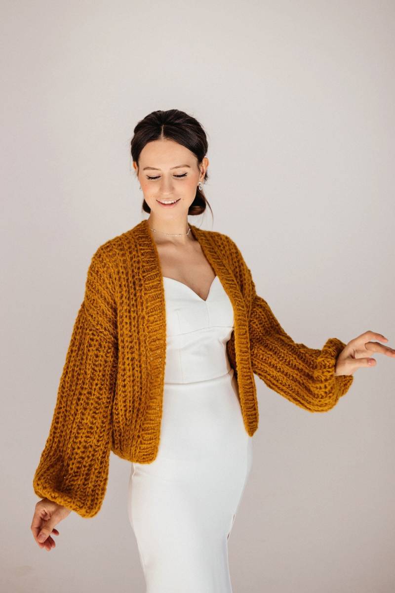 Alpaka Seide Strickjacke Brautjacke Bomberjacke Pullover Frauen Hochzeit Mantel Wolle Braut Wrap von ClewStore