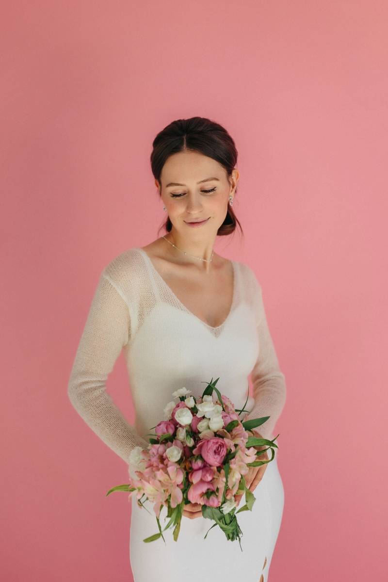 Hochzeitspullover Mohair Seide Pullover Weiß Weiße Jacke Braut Bluse Hochzeit Cover Up von ClewStore
