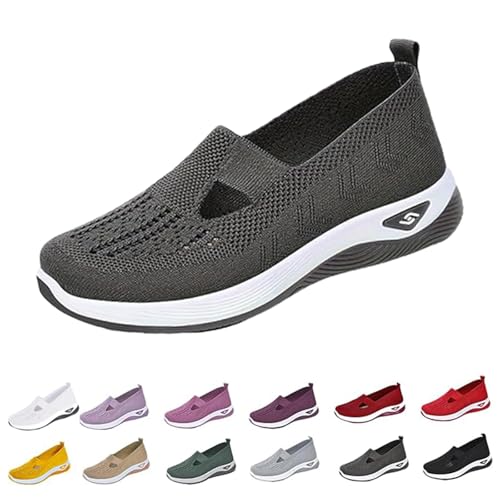 Annelie Sommerschuhe Damen, Rutschfeste, Bequeme Und Leichte Orthopädische Mesh-Sneaker Mit Breiter Zehenpartie Mehr Balance (Dark Grey, Erwachsene, Damen, 41, Numerisch, EU Schuhgrößensystem, M) von Clgorm