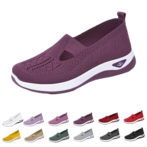 Annelie Sommerschuhe Damen, Rutschfeste, Bequeme Und Leichte Orthopädische Mesh-Sneaker Mit Breiter Zehenpartie Mehr Balance (Dark Purple, Erwachsene, Damen, 42, Numerisch, EU Schuhgrößensystem, M) von Clgorm