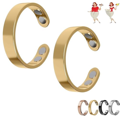 Clgorm Sömni Ring Damen Wechseljahre Original, 1/2PCS Natürliche Verstellbare Magnetfeldtherapieringe (Gold*2) von Clgorm