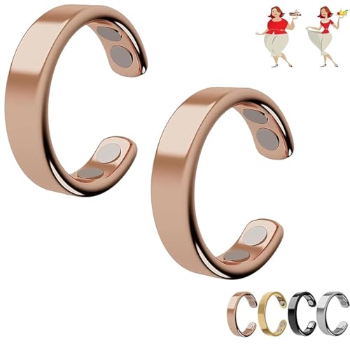 Clgorm Sömni Ring Damen Wechseljahre Original, 1/2PCS Natürliche Verstellbare Magnetfeldtherapieringe (Roségold*2) von Clgorm