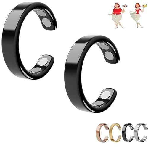 Clgorm Sömni Ring Damen Wechseljahre Original, 1/2PCS Natürliche Verstellbare Magnetfeldtherapieringe (Schwarz*2) von Clgorm