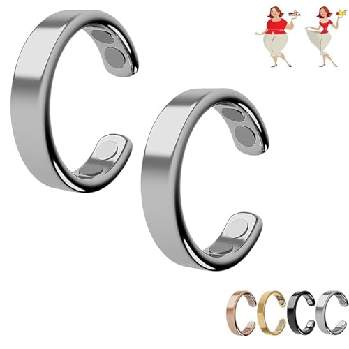 Clgorm Sömni Ring Damen Wechseljahre Original, 1/2PCS Natürliche Verstellbare Magnetfeldtherapieringe (Silber*2) von Clgorm