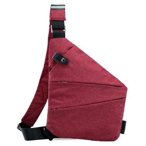 Simplify Living Anti-Diebstahl-Umhängetasche, Rfid für Damen und Herren, Diebstahlschutz, schmale Schlinge, mehrere Taschen, Brusttasche mit verstellbarem Riemen, weinrot, medium von Clgorm