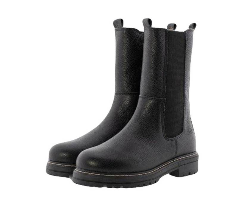 Clic Clic Stiefel Leder Damen Teens Boots 20418 Lammfellfutter Schwarz Schnürstiefelette von Clic