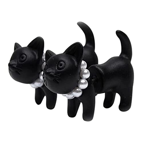 3D Ohrringe Jahrestag Ohrstecker für Frauen Geschenk Ohrringe Vintage Ohrstecker für Frauen Katze für Mädchen baumeln Geburtstag Ohrstecker Katze Ohrringe Kinder Echt Silber (A-Black, One Size) von Clicitina