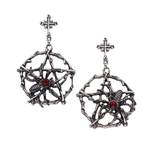 Amethyst Ohrringe Retro-Halloween-Ohrringe tun Kreuz-Ohrringe, die Wege wiederherstellen, für Frauen, Mädchen, Männer, Ohrring, personalisiertes Party-Cosplay-Kostüm-Zubehör (Silver, One Size) von Clicitina