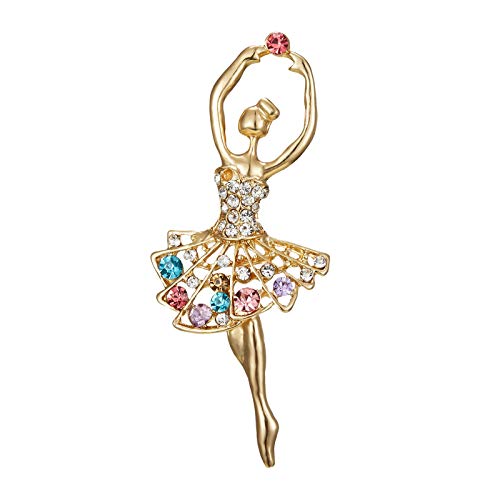 Ballet Dancing Girl Brosche Eleganter Tanz Rock Pin Damen Anti-Lighting Corsage Brosche Katze Silber (4-F, One Size) von Clicitina