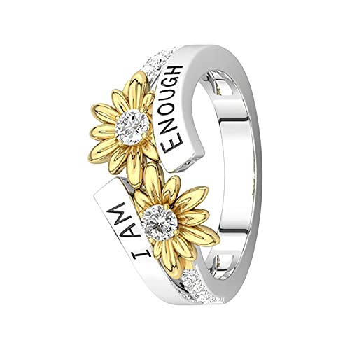 Besetzt mit zweifarbigem E-NOUGH-Diamantring für Sie Daisy AM English Fashion Good I Rings Silikon Ringe Finger (2-as Show, 11) von Clicitina