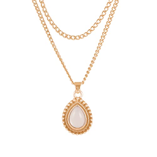 Boho Retro Wassertropfen Halsketten für Frauen Gold Mom Wassertropfen Anhänger Halskette Mütter Doppelschicht Halskette Trend Schmuck für Frauen Mädchen Ketten Mehrreihig Damen (Gold #4, One Size) von Clicitina