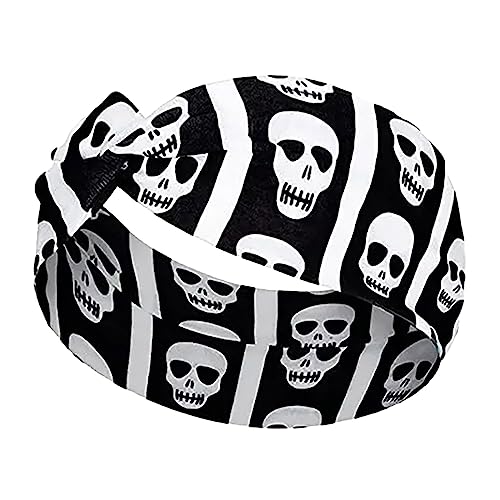 Boho-Stil Damen-Stirnband, modisches breites Stirnband, Yoga, Halloween, bedrucktes Stirnband DhH144 (White, One Size) von Clicitina