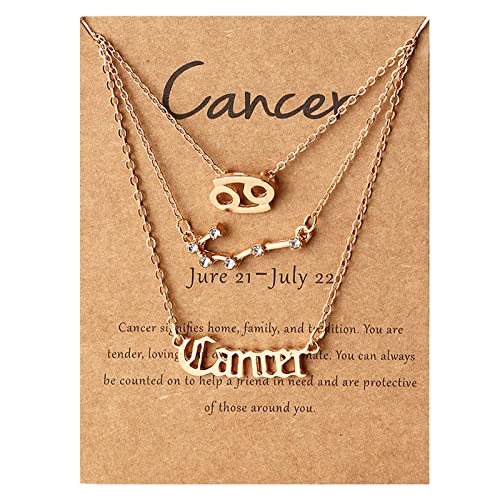 Buchstabe Schicht Zeichen 12 Konstellation Anhänger Schmuck Konstellation Halskette Halsketten Mädchen für Frauen Retro Exquisite Geburtstag Halsketten & Ketten Accessoires (巨蟹座, One Size) von Clicitina