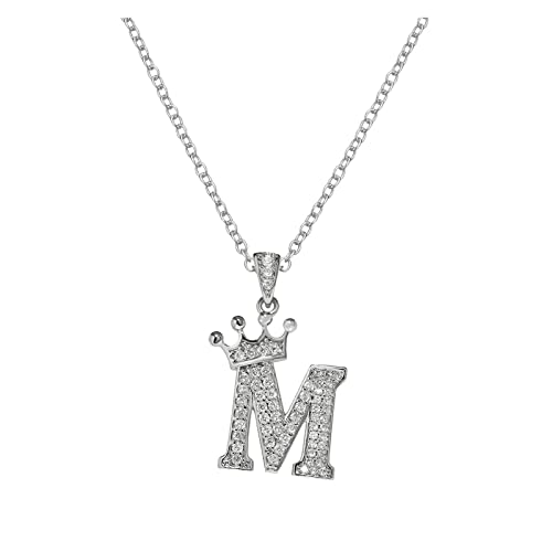 Clicitina 26 englische Buchstaben voller -Anhänger-Halskette für Frauen Silberne Strass-Halsketten AZ 26 Alphabet-Anfangshalsketten für Teenager-Mädchen Schmuck GL100 (B-M, One Size) von Clicitina