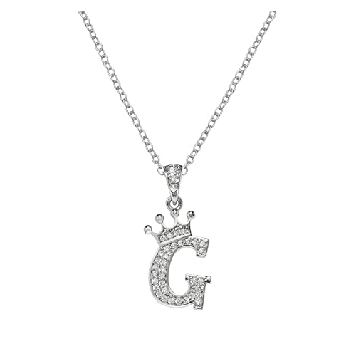 Clicitina 26 englische Buchstaben voller -Anhänger-Halskette für Frauen Silberne Strass-Halsketten AZ 26 Alphabet-Anfangshalsketten für Teenager-Mädchen Schmuck Halskette Eng (G, One Size) von Clicitina