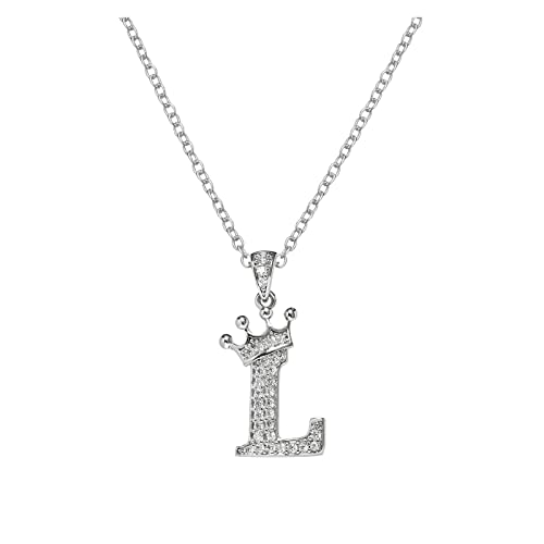 Clicitina 26 englische Buchstaben voller -Anhänger-Halskette für Frauen Silberne Strass-Halsketten AZ 26 Alphabet-Anfangshalsketten für Teenager-Mädchen Schmuck Halskette Eng (L, One Size) von Clicitina