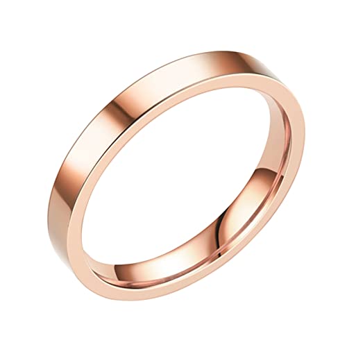 Clicitina 3MM Edelstahl Massive Ringe Ehering Ringe Für Frauen Ringe Für Männer Glatte Ringe Geometrie Ringe Größe 6 13 SY168 (Rose Gold-B, 13) von Clicitina