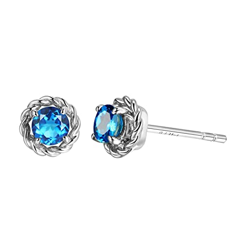 Clicitina Ausgefallene Rubine Kupfer versilbert Ohrstecker Damen Ohrringe Set mit Zirkon vergoldeten Ohrringen Perlen Ohrringe Echt Silber (a-Blue, One Size) von Clicitina