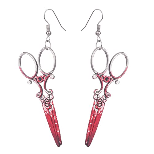 Clicitina Axt Zähne Ohrringe Für Frauen Mädchen Blut Gedruckt Gothic Scissor Ohrringe Halloween Party Horror Ohrringe Ohrringe Stäbchen (A, One Size) von Clicitina