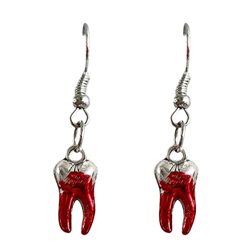 Clicitina Axt Zähne Ohrringe Für Frauen Mädchen Blut Gedruckt Gothic Scissor Ohrringe Halloween Party Horror Ohrringe Ohrringe Stäbchen (D, One Size) von Clicitina