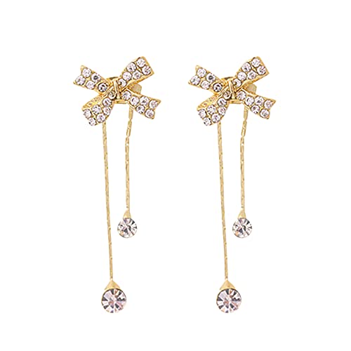 Clicitina Ballett Ohrringe Strass Schleife Quaste Ohrringe für Teenager Mädchen minimalistische Piercing Ohrstecker Trendige Ohrringe (Gold, One Size) von Clicitina