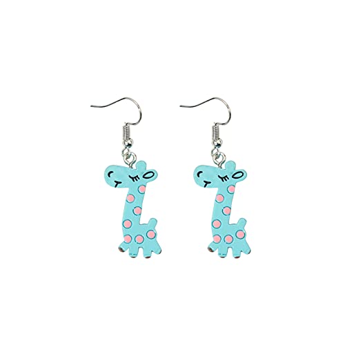 Clicitina Cartoon niedliche Giraffe baumeln Ohrringe Geburtstagsgeschenke für Frauen Mädchen NHd128 (Blue, One Size) von Clicitina