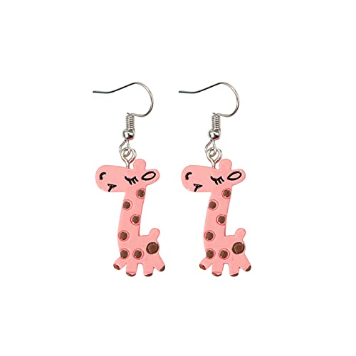 Clicitina Cartoon niedliche Giraffe baumeln Ohrringe Geburtstagsgeschenke für Frauen Mädchen NHd128 (Pink, One Size) von Clicitina