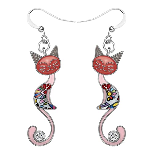 Clicitina Cute Katzenohrringe für Frauen Ohrringe Edelstahl Stecker (2-Pink, One Size) von Clicitina