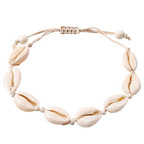 Clicitina Doppelte Halskette Shell verstellbare Frauen Körper Seashell Fußschmuck Kette Anhänger Körperkette (1-White, One Size) von Clicitina