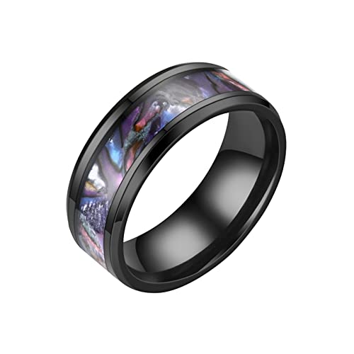 Clicitina Edelstahl-Angst-Ring für Frauen Männer Größe 6 13 Breite 8 mm 6 Farbe Exquisiter Ring schwarz sandgestrahlt Große Ohrringe Damen (A-Multicolor, 11) von Clicitina