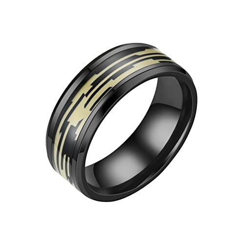 Clicitina Edelstahl-Angst-Ring für Frauen Männer Größe 6 13 Breite 8 mm 6 Farbe Exquisiter Ring schwarz sandgestrahlt JS218 (Yellow-1, 12) von Clicitina
