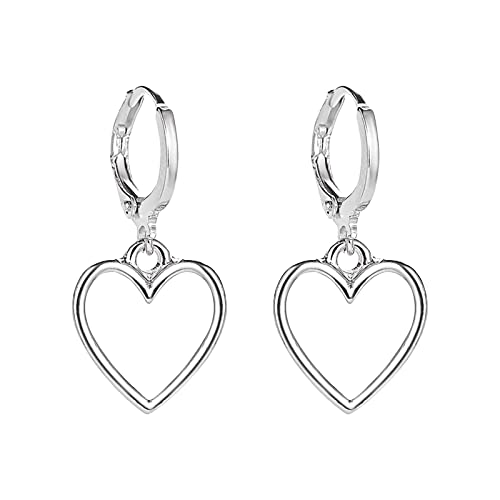 Clicitina Einfache Hohle Herz-Ohrringe für Teenager-Mädchen Minimalistische Piercing-Ohrstecker Trendige Ohrringe NE104 (1-Silver, One Size) von Clicitina