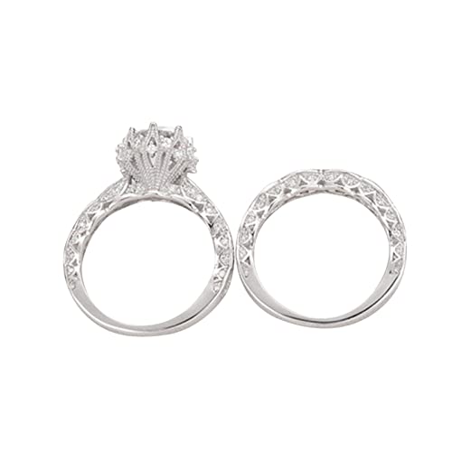 Clicitina Einfache Persönlichkeit runder -Verlobungsring mit elegantem Ring Schmuck Ring Verlobungsring für Frauen und Mädchen Aufblasbare Ringe (Silver, 7) von Clicitina