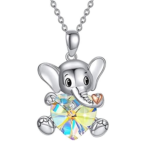 Clicitina Elefant Personalisieren Liebe Herz Halskette Für Frauen Halskette Halskette Memorial Anhänger Schmuck Geschenk Ketten Tasche Damen (Yellow, One Size) von Clicitina