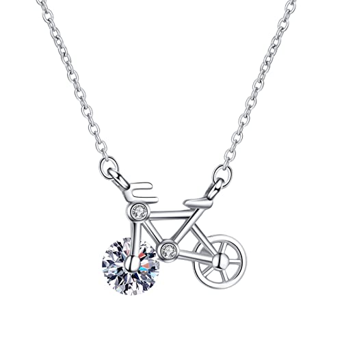 Clicitina Fahrradform Strass Halsketten für Frauen Silber Mama Fahrrad Anhänger Halskette Mütter Voll Strass Halskette Trend Schmuck für Frauen Mädchen Ketten Für Mädchen Silber (Silver-b, One Size) von Clicitina