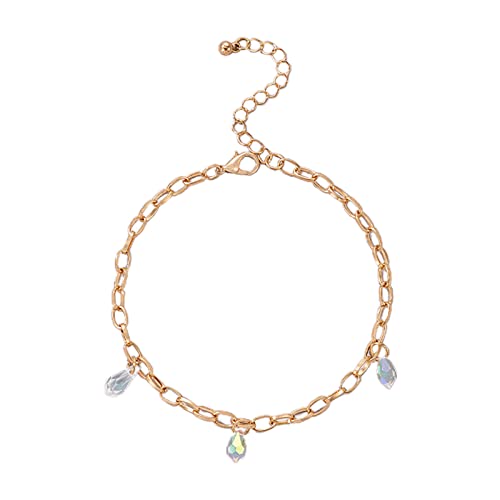 Clicitina Farbige Quaste Single Layer Fußkettchen für Stil Strand Fußkettchen Armband Schmuck Fußkettchen einstellbare Größe WI545 (Gold-2, One Size) von Clicitina