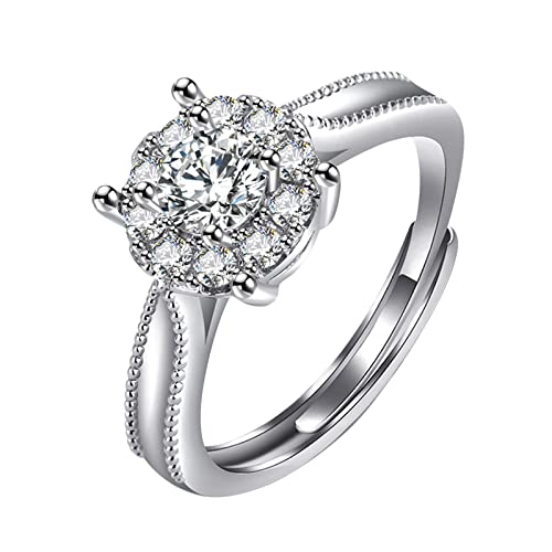 Clicitina Frauen-Schneeflocken-Ring für Muttertag voller -Juwel-Ring-Eheringe für -Jungen-Geschenke für Mutter-Freundin-Geschenk für Geburtstag SY247 (Silver-a, One Size) von Clicitina