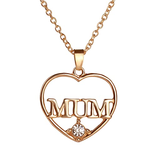 Clicitina Geschenk Openwork Day Heart Mum Accessoires Halskette Mother's Diamond Necklaces & Pendants Essbare Ketten Kinder (Gold, One Size) von Clicitina