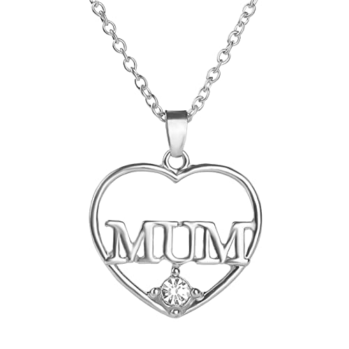 Clicitina Geschenk Openwork Day Heart Mum Accessoires Halskette Mother's Diamond Necklaces & Pendants Essbare Ketten Kinder (Silver, One Size) von Clicitina