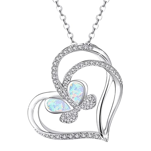 Clicitina Geschenke Rose für sie für FrauenGeburtstag Herz Valentinstag Halsketten Mutter Silber Tag Schmuck Frau Freundin Halsketten & Anhänger VH723 (1-Silver, One Size) von Clicitina