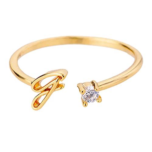 Clicitina Gold Personalisierter Strass 26 Anfangsring Schmuck Personalisierter Anfangsbuchstabe Offener Ring Mit Strass Ring Für Frauen Irj107 (J-b, One Size) von Clicitina