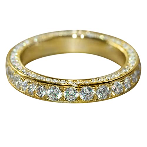 Clicitina Gold-Strass-Ring -Ring Eleganter Strass-Ring Voller -Ringe Damen-Begleiter-Ringe Fingerringe Damen-Ringe Ringe Klein Basteln (Gold, 6) von Clicitina