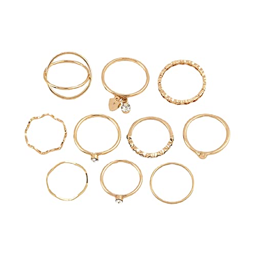 Clicitina Goldringe Set für Frauen Vintage geometrische Fingerringe Trendy Schmuck für Frauen NHd121 (Gold, One Size) von Clicitina