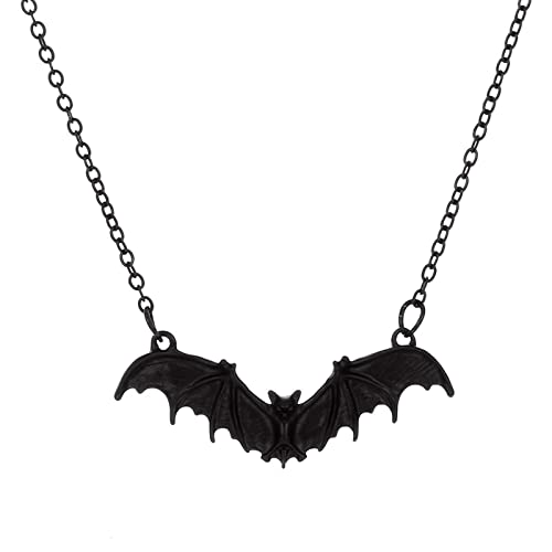 Clicitina Halloween Dark Gothic Style Fledermaus Anhänger Schlüsselbein Kette Männer und Frauen Street Halskette Trend Bastelset Ketten Und Armbänder Mädchen (A, One Size) von Clicitina