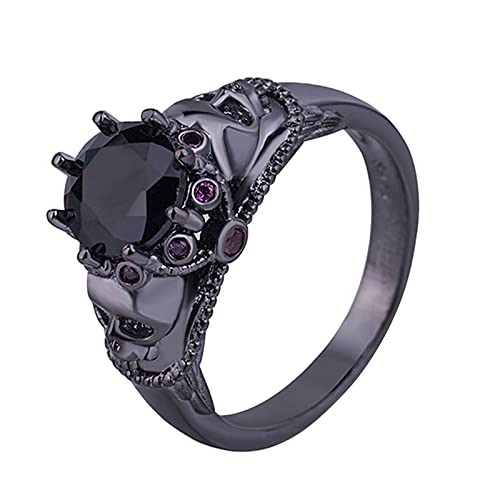 Clicitina Halloween Person Cranial Head Party Halloween Ring Kreativ Schwarz Mit Schmuck Für Teenager Frauen Mädchen Paare D Ringe Für Hundeleine (Black, 7) von Clicitina