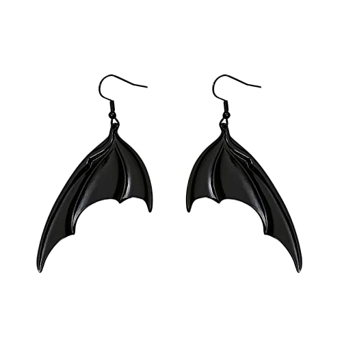 Clicitina Halloween Retro Fledermausflügel Ohrringe Cartoon Halloween Fledermausflügel Ohrringe für Frauen Mädchen Gothic Style Halloween Ohrringe für Frauen Damen Ohrringe Silber (2-Black, One Size) von Clicitina